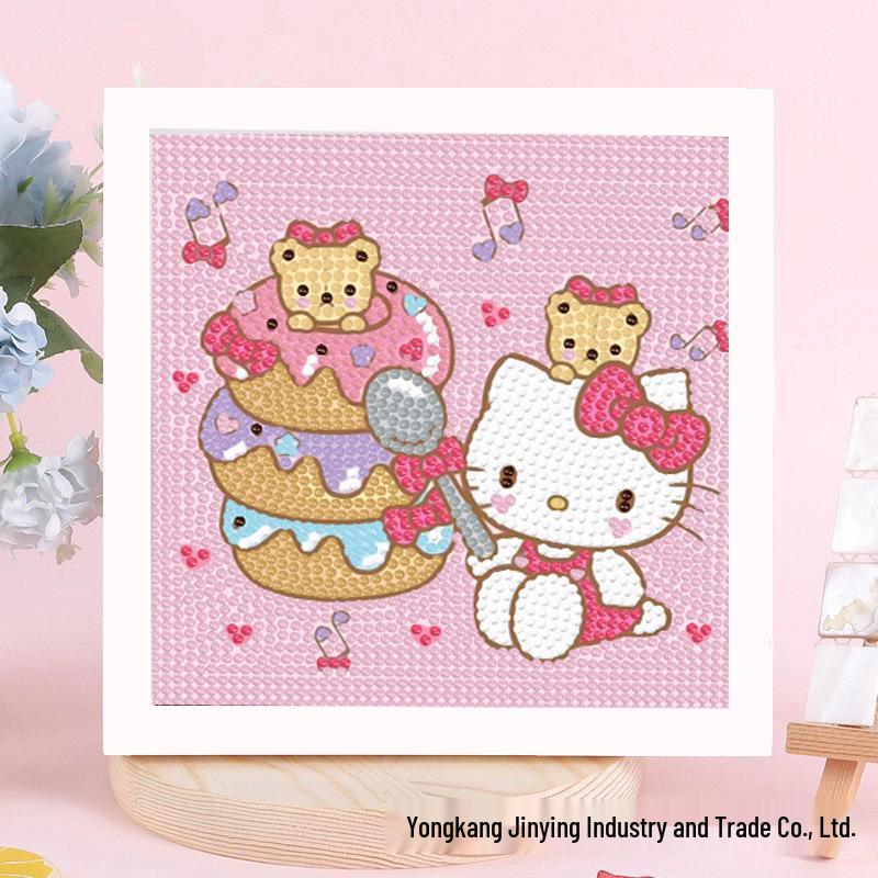 Детская алмазная мозаика Sanrio с наклейками-рамкой - Набор для самостоятельного изготовления, ручная работа, подарок