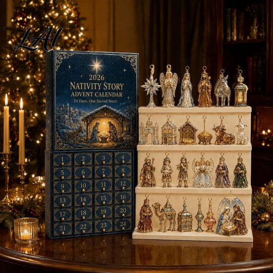 Christmas Eve Countdown Calendar Nativity Advent 2026 24 Day with Ritual Gift for Everyone Pcs 2D Acrylic Religious Figures Holiday Gifts Christians