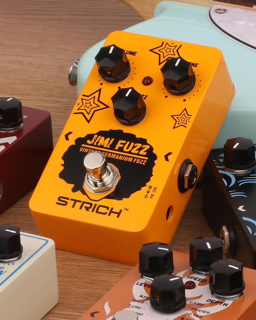 STRICH Jimi Fuzz Guitar Compact Electric Guitar Mini Classic and Gain True Bypass for Electric Orange Pedal, Fuzz, Sound, Volume, Tone, Controls,