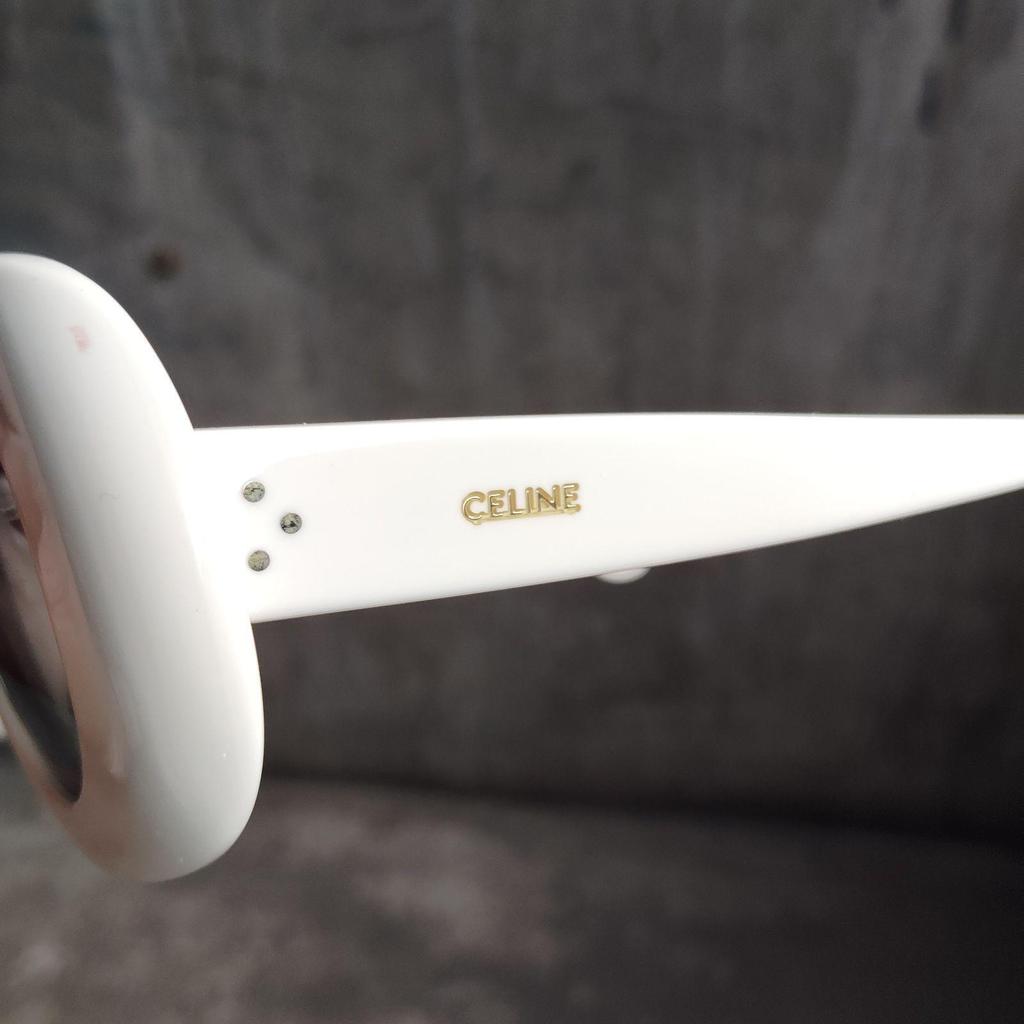 Б/у овальные солнцезащитные очки CELINE белые очки CELINE