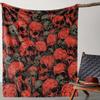 Gothic Red Skull Pattern Flannel Throw Blanket Soft Lightweight Bed Sofa Cover,Decorative Warm Fleece Bedspread for Bedroom Living Room Gift
