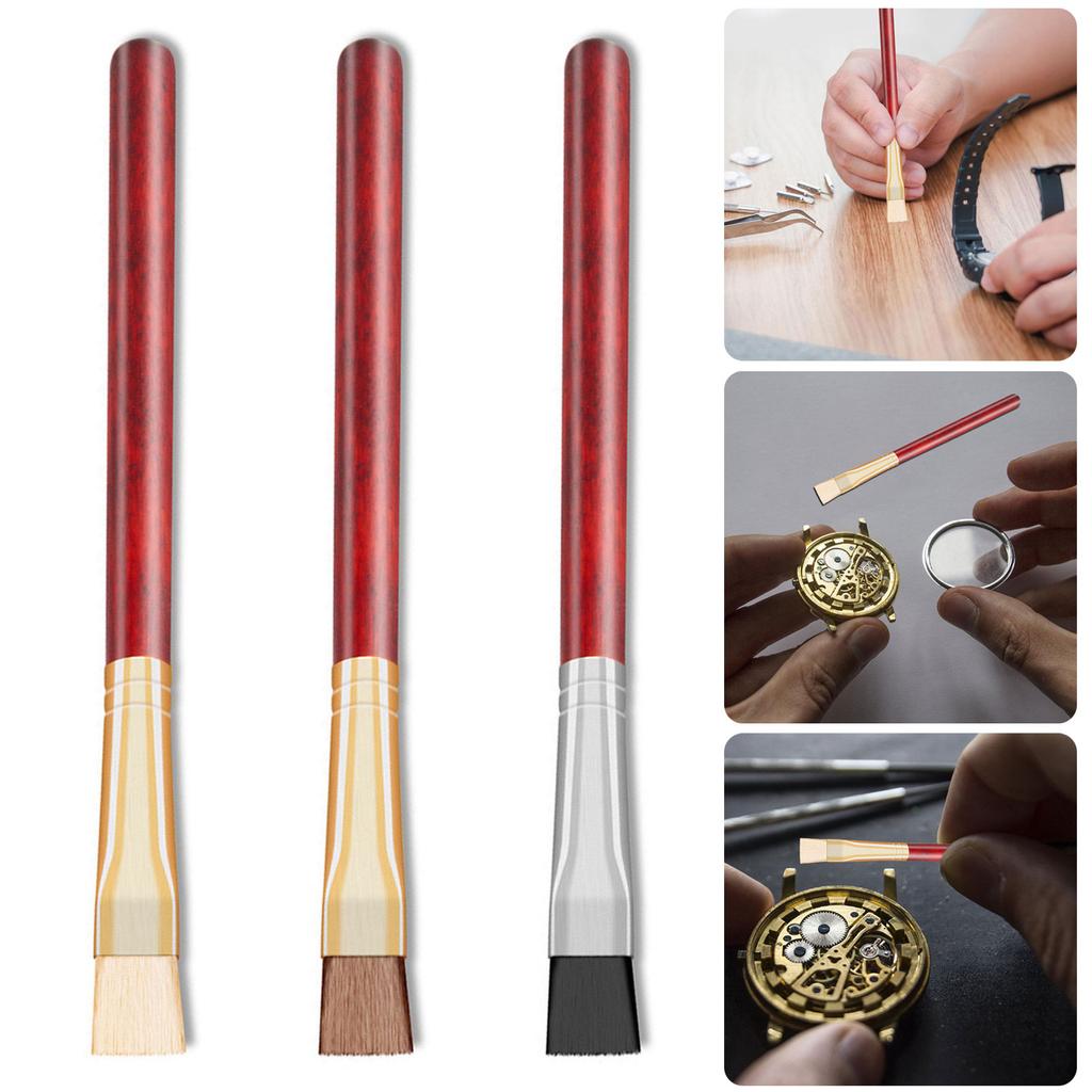 Набор из 3 профессиональных щеток для чистки внутренних механизмов часов, подходит для точного обслуживания и ухода, ремонта часов
