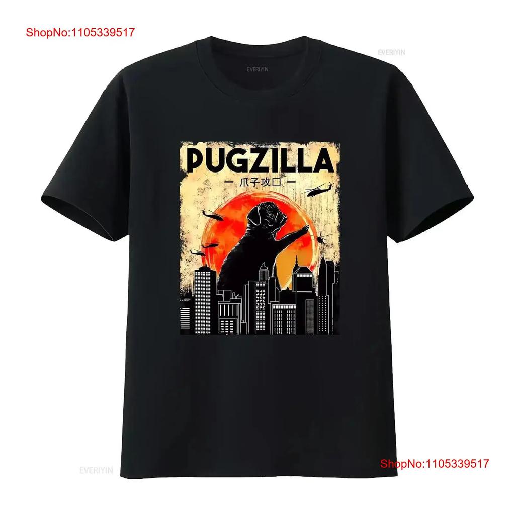 Funny Pug T Shirt Pugzilla Dog Adults vintage Washed designer clothes graphic Comfortable Versa
