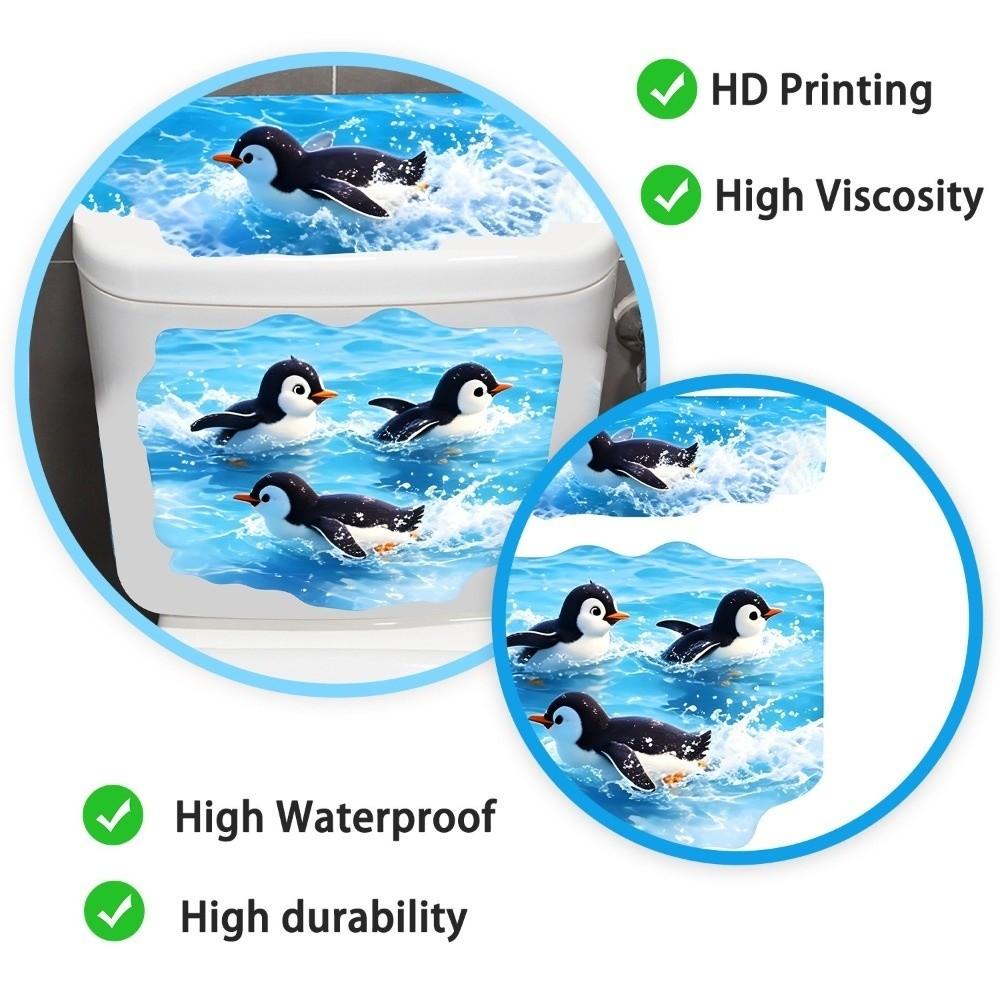 Removable Penguin Sticker Self-Adhesive Bathroom Decal Toilet Sticker  Kitchen Refrigerator Door