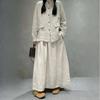 Spring and Summer Linen Solid Color Suit Skirt Shirt Two-piece Women's Color Linen Skirt