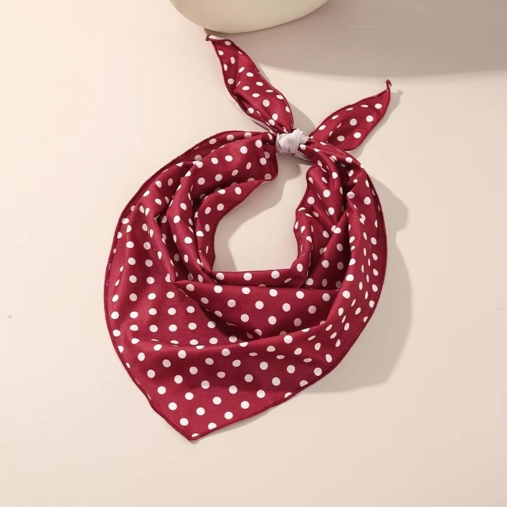 Thin Polka Dots Triangle Scarf Polyester Head Wraps Elegent Foulard Hair Band  Women
