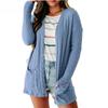 Autumn and Winter Women's Cardigan Coat Solid Color Loose Pocket Fashion Stitching Sweater Knitted Long-sleeved Cardigan
