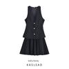 Kaslead New Women Clothes Western Style Fashion Simple Pleated Sleeveless Dress 0387063