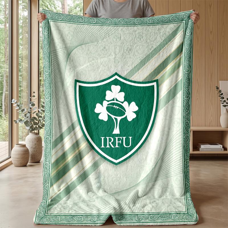 Ireland Rugby Flannel Fleece Blanket Cozy Warm Throw Blanket For Couch Bed Travel All Season Use