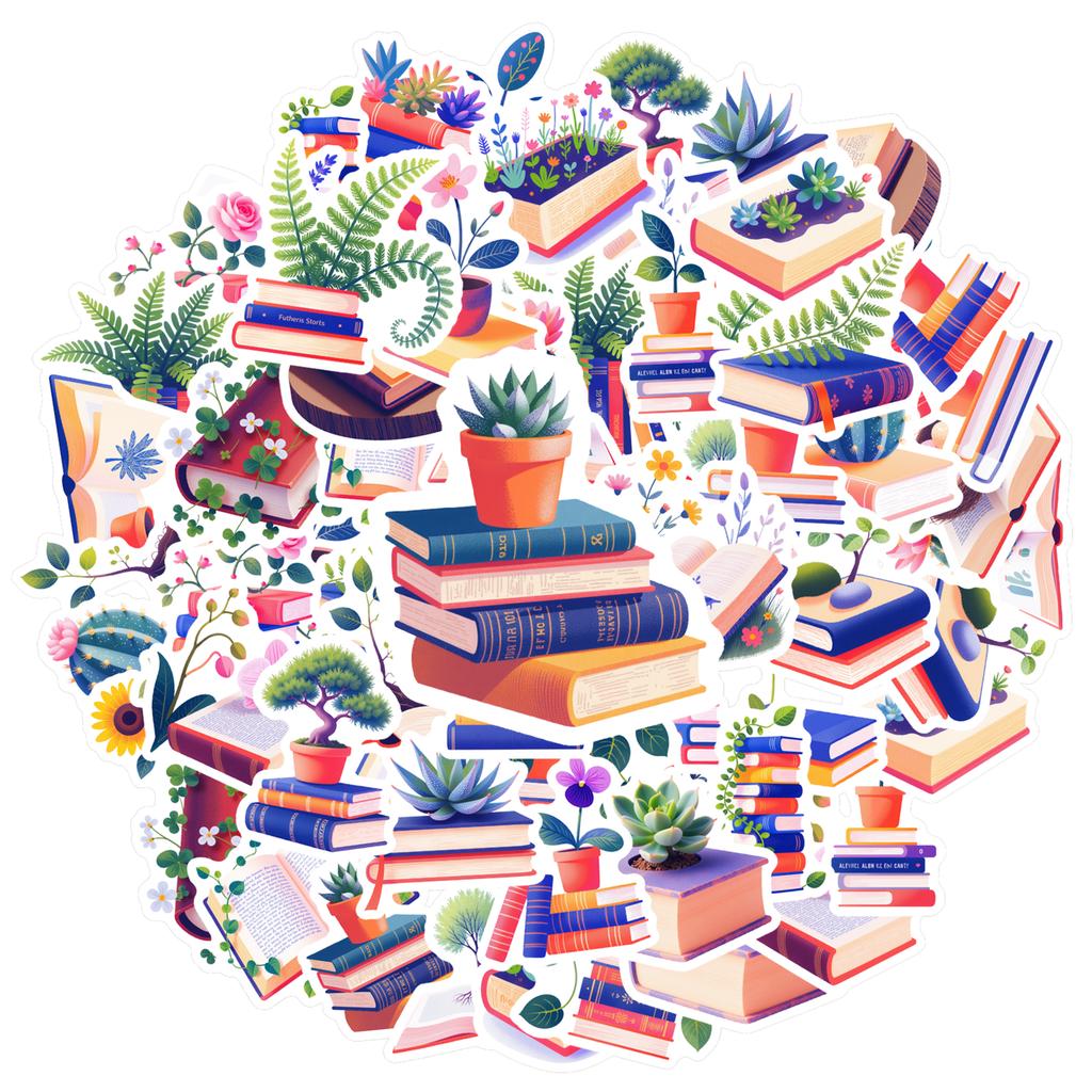 35-100 шт. Очаровательные наклейки «Растения в книгах» Граффити Наклейки для телефона Гитара Ноутбук Блокнот Чемодан Водонепроницаемая наклейка