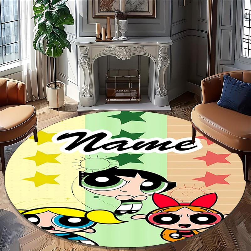Personalized The Powerpuff Girls Round Chair Office Rug - Perfect for Mat, Office Chair & More - Ideal Gift for Birthdays and Holidays