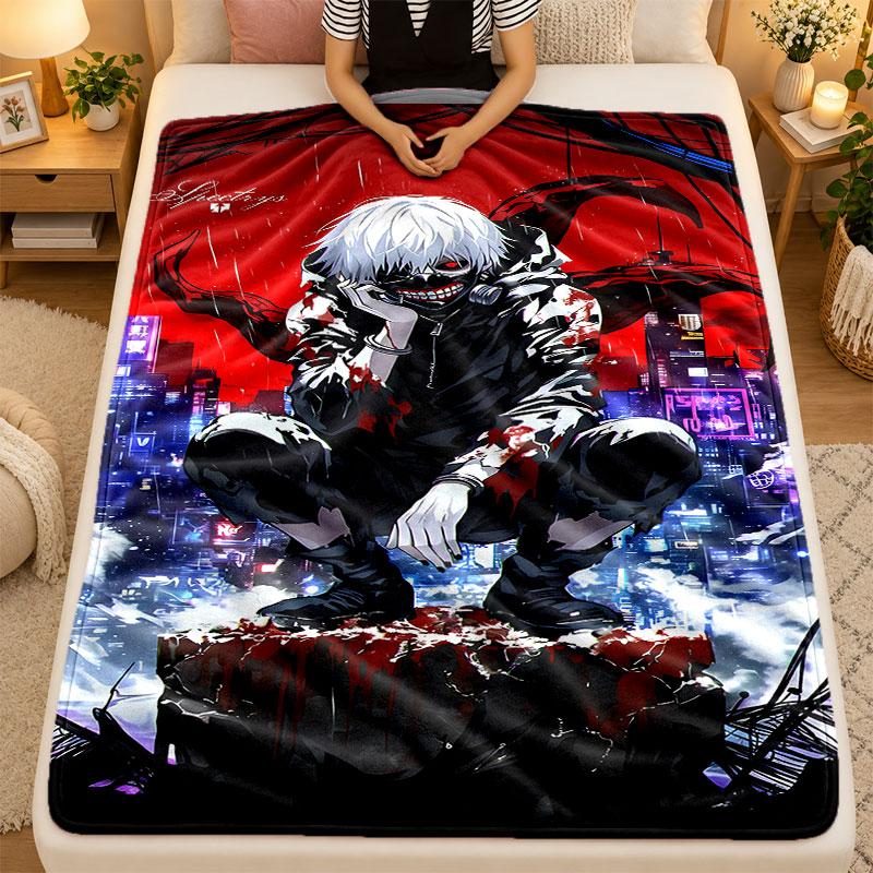 Flannel BlanketTokyo Ghoul Warm Soft Throw Blanket for Indoor Sofa Bed Living Room Use