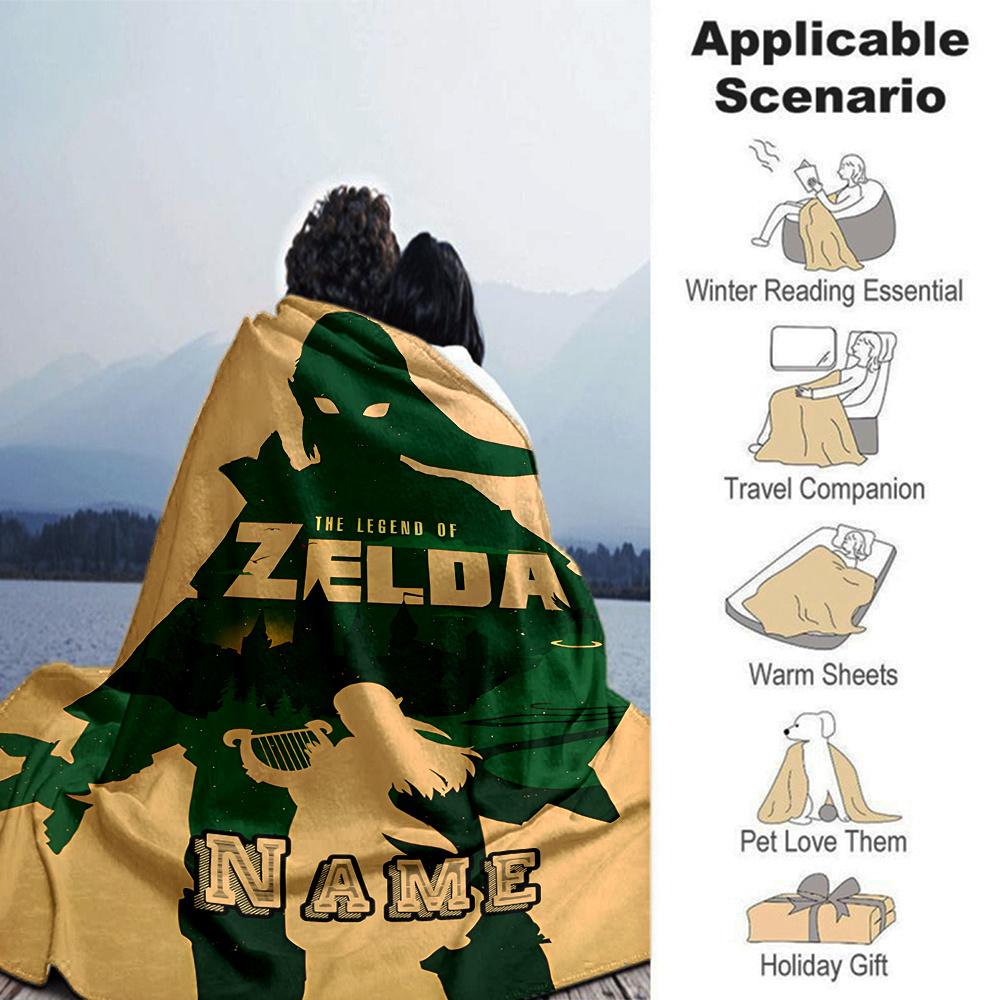 Zelda Adventure In The Shadow Realm Multipurpose Personalized Blanket Personalized Text Ultrasoft Throw For Sofa Couch Office Bed Picnics Four Seasons