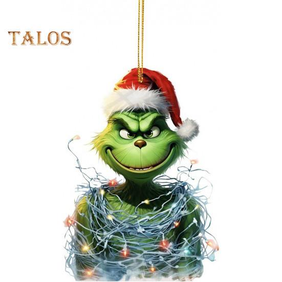 1/7Pcs Christmas Tree Ornaments Cartoon Green Elf Tree Hanging Decoration Acrylic Xmas Pendant for Holiday Car Window Wall Tree Decor