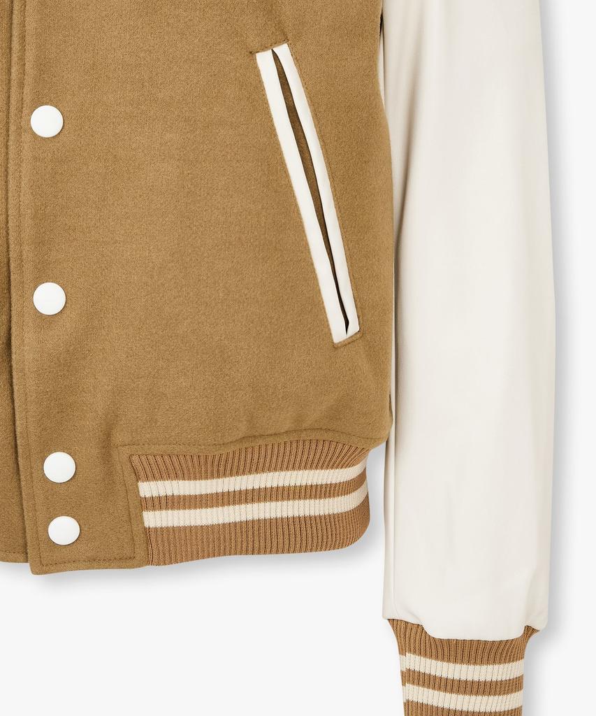 Man On The Boon [Family First] Embroidered Logo Stadium Jacket_Beige 4714360305