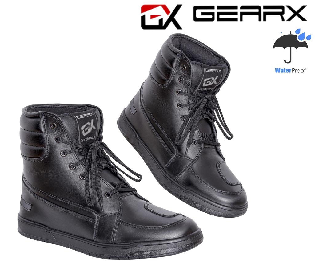 GearX Motorbike Boots Waterproof Touring Riding Sneaker Shoes Mens Motorcycle Leather