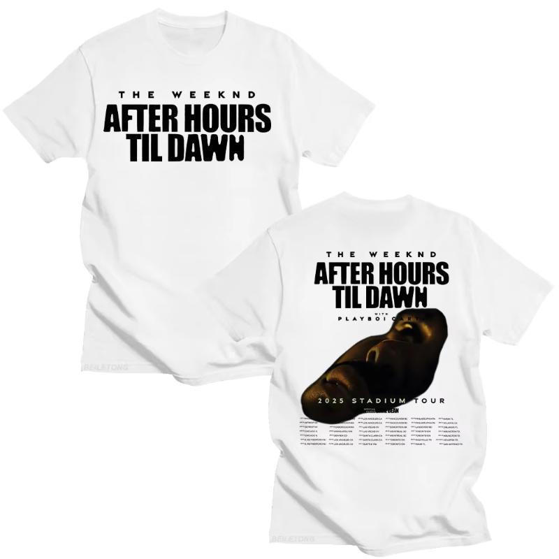 TheWeeknd Футболка с принтом After Hours Til Dawn TheWeeknd 2025 Тур по стадионам Футболки Унисекс Женская Мода Хип-Хоп Винтажная Хлопковая Футболка