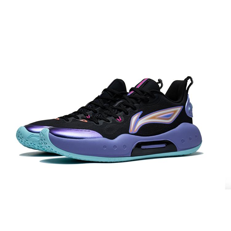 Li Ning YuShuai Командные Амортизирующие Скользкие Износостойкие Низкие Баскетбольные Кроссовки Мужские Черно-Фиолетовые ABPT039-2