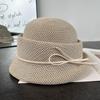 New foreign style elegant French hat short brim women's summer light bow fashion top hat knitted bucket hat