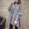 Autumn And Winter New Loose Sweater Coat Women's Half-high Collar Pullover Wrap Swing Beading