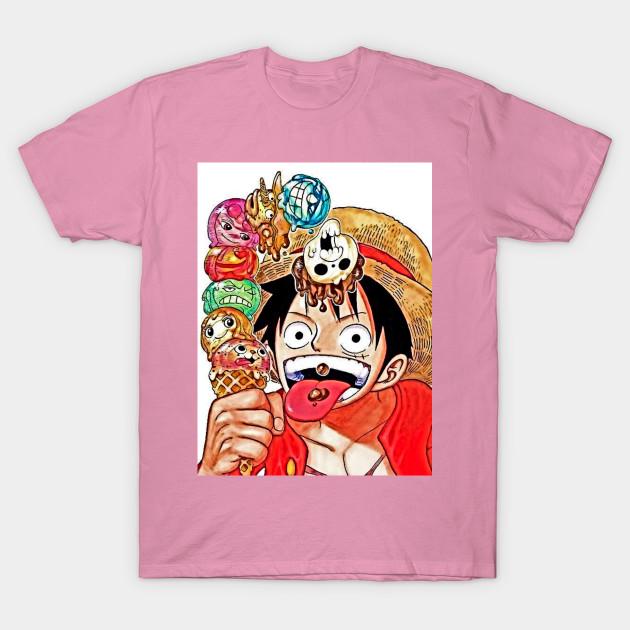 T Shirt Women Strawhats Ice Cream Harajuku Print Kawaii Tshirt Summer Short Sleeve Female T-Shirt Top Tee