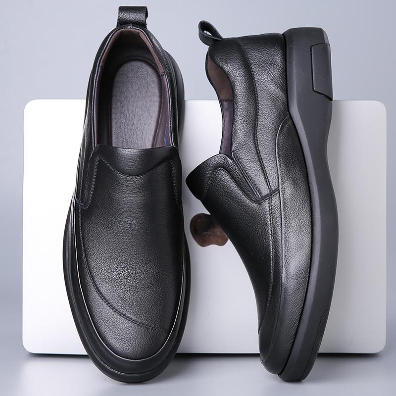High End Brand Men's Leather Casual Shoes Thick Soled Wear-resistant Men's Oxford Shoes Commuting Anti Slip Driving Shoes