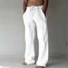 Plus Size Men's Loose Fit Cotton and Linen Trousers, Men's Casual Solid Color Pants for Spring Summer Fitness Yoga