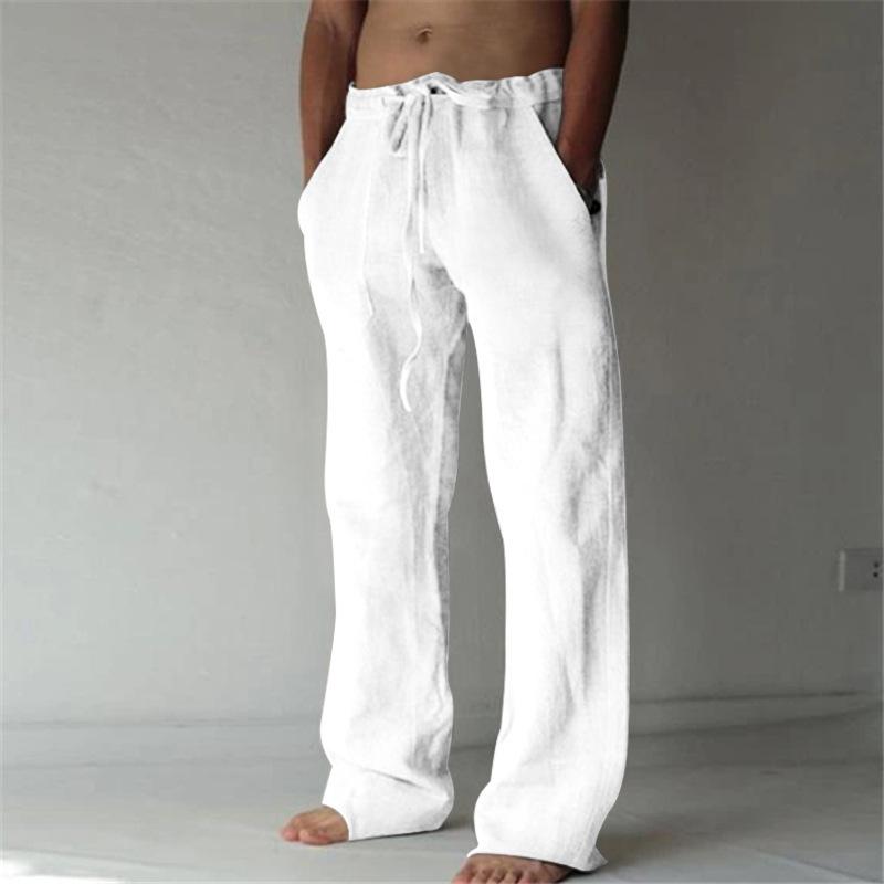 New Men's Trousers Hemp Casual Solid Color Thin Linen Men's Trousers Spot