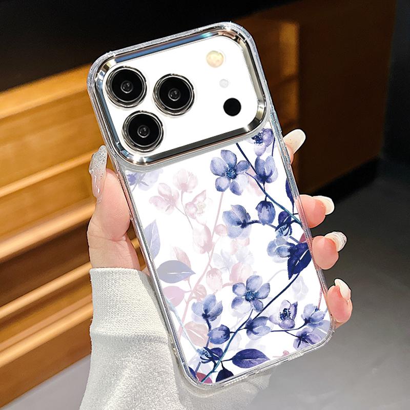 Романтичный чехол с узором из роз для iPhone 17 Pro Max iPhone 16 15 14 13 Pro Max 11 17e 16e Покрытие Рамка камеры Прозрачная Мягкая Силиконовая Задняя крышка