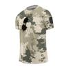 Men Tactical Camouflage Pattern Crew Neck Loose Fit Short Sleeve Outdoor Quick Dry T Shirt with Velcro Patch Panel
