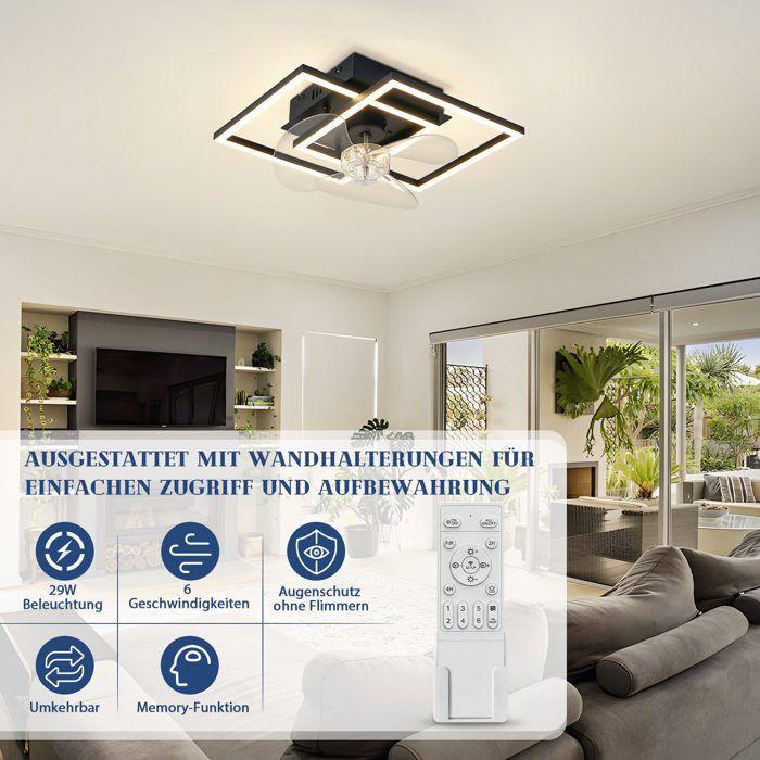 Ventilateur de plafond silencieux NETTLIFE avec éclairage LED, 3000-6500K, 6 vitesses, télécommande minuterie, chambre/salon, 37 cm