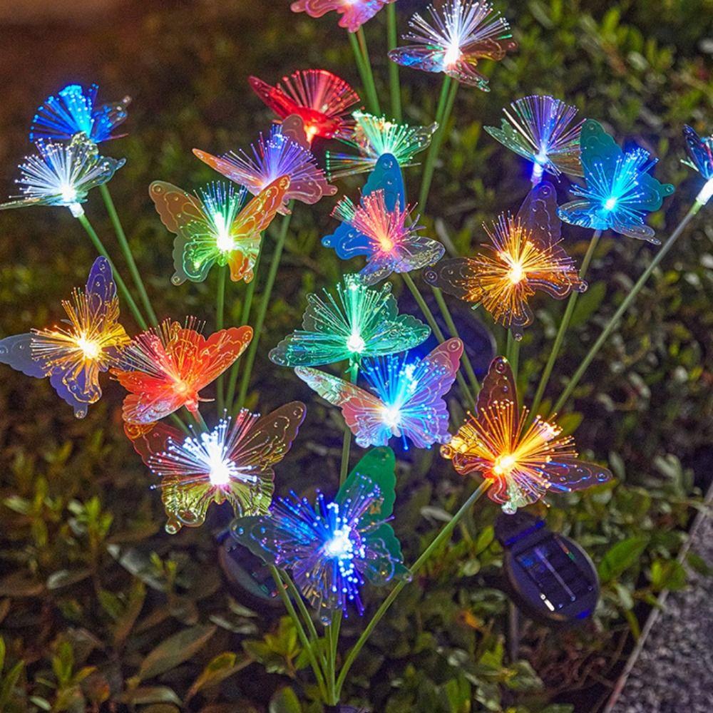 Outdoor Garden Decor LED Solar Butterfly Lamp Butterfly Fiber Optic Light For Garden Ambiance