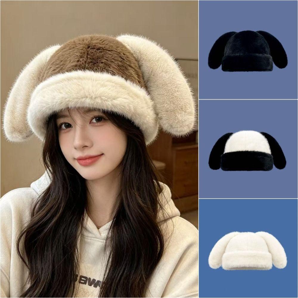Thickened Fur Winter Hat Ear Protection Plush Hat Warm Bucket Hat Winter