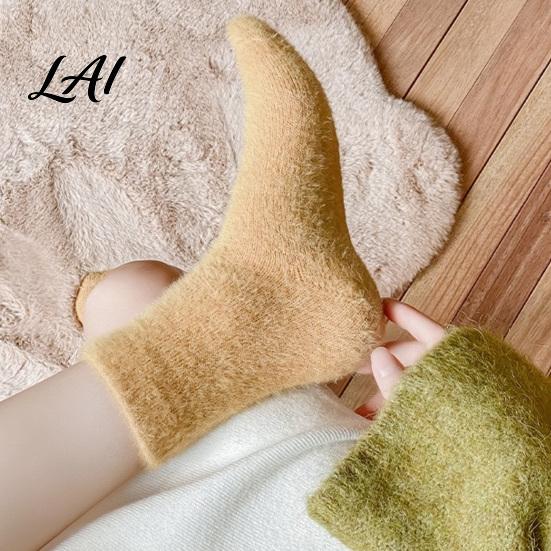 Cozy Plush Thermal Hosiery Thickened Imitation for Women Socks Mink Velvet Soft Socks Winter Durable Washable Warm Solid Color Home Indoor