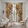 2-piece HD Digital Yellow Abstract Rose Curtain Home Decoration Style Decoration Living Room Bedroom Through Rod Curtain Effect