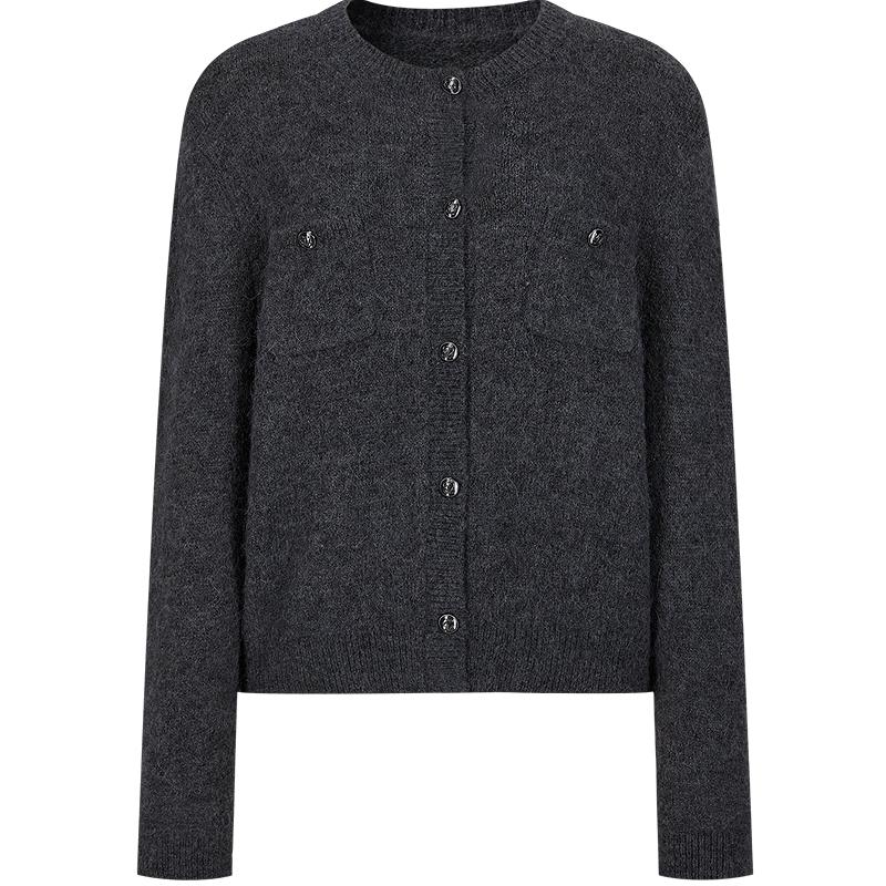 Женский трикотажный кардиган Anna Kou на пуговицах с круглым вырезом