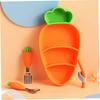 Carrot Shaped Plates Utensils Set for Kids with Fork Spoon Straw and Plate for Weaning Fun Mealtime Experience