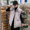 Жилет женский новый весенне-осенний воротник-стойка свободный серый жилет знаменитости в Интернете жилет жилет пуховик из хлопка
