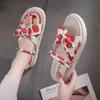 Мода 2024 года. Новые женские повседневные тапочки с принтом ананаса и клубники. Летние пляжные сандалии на толстой платформе с открытым носком и бабочкой