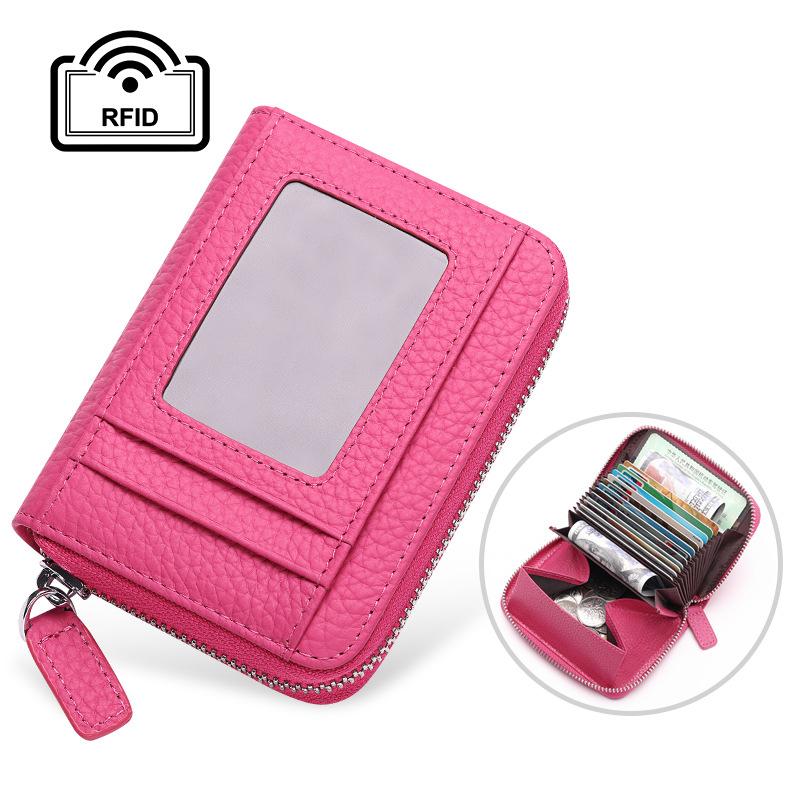 Rfid Card Holder 100% Genuine Leather Business Card Wallet Organ Card Bag Female Bag Japanese