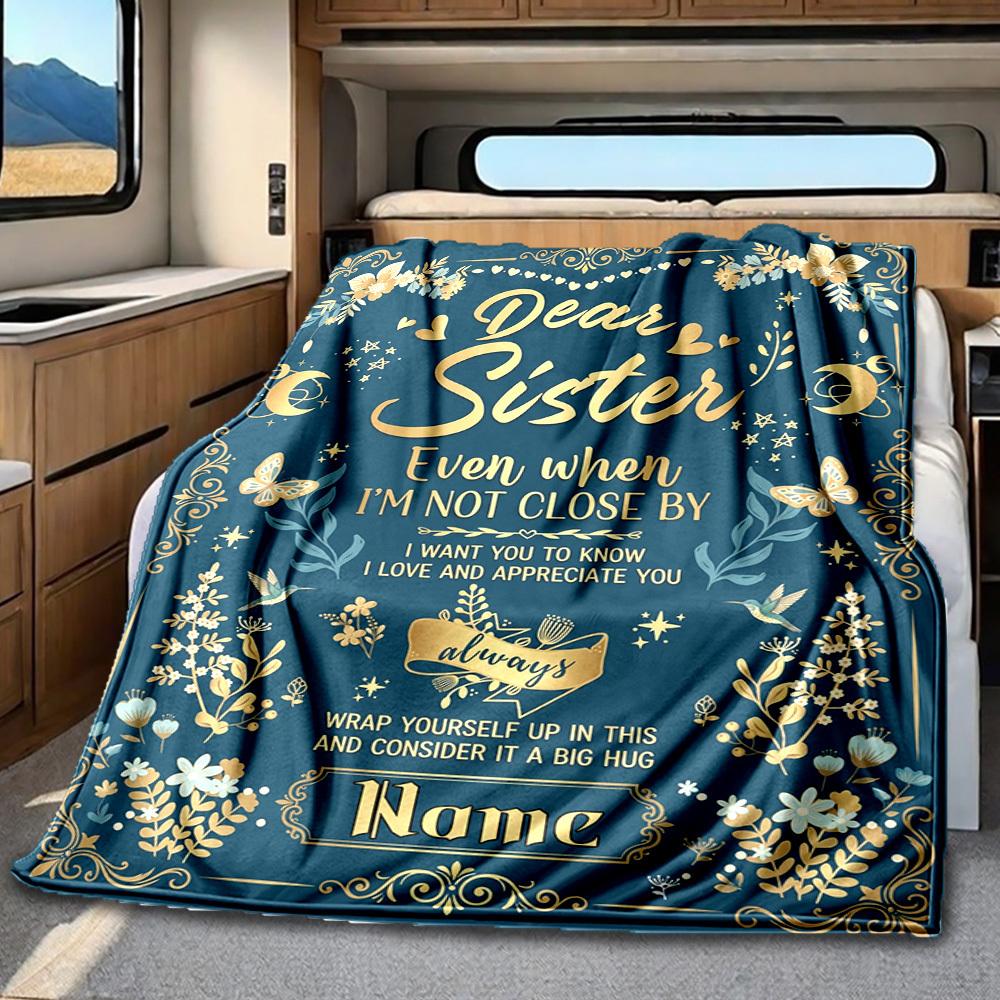 Love Sisterhood Blanket Personalized Name Soft Comfortable Stylish Blanket Car Blanket Perfect For Travel Camping Outdoor Home Suitable For All