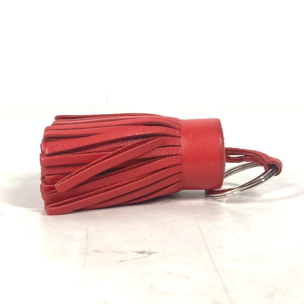 HERMES fringe Carmen Bag Charm Key Ring Key Holder Leather Red/SilverHardware