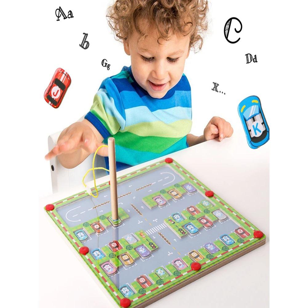 Монтессори Магнитный лабиринт с алфавитом Головоломка с буквами Подарки для детей Головоломки с парковкой для детей Дошкольницы Мальчики Дети