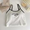 Small Camisole With Bra Pad Undershirt Female Senior Sense Letters Embroidery Thin Inner Slim Outer Wear Spicy Girl Desire Tops