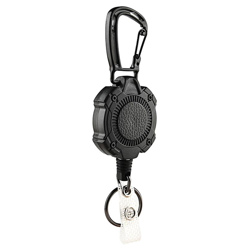 1Pc Anti-Theft Metal Easy-To-Pull Buckle Elastic Keychain Retractable Key Ring