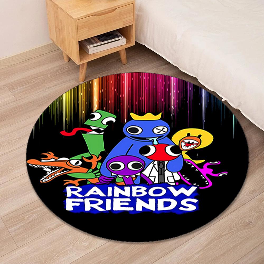 Rainbow Friends Printed Round Rug Carpet Chair Rug Area Rug Entryway Doormats,for Office Chair Living Room Bedroom Kitchen Room.