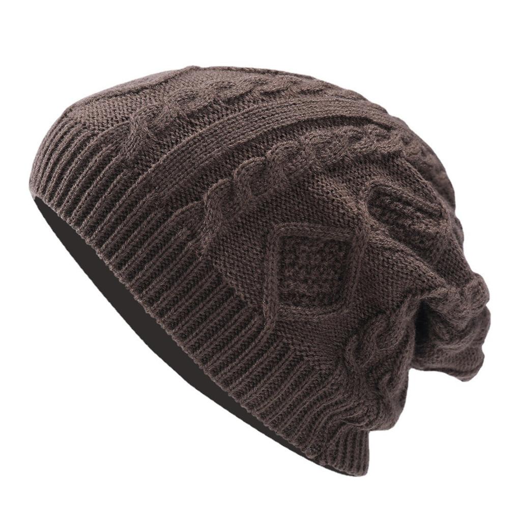 New Single Layer Pleated Pile Pullover Hat for Men and Women Knitted Autumn and Winter Rhombus Ear Protection Warm Woolen Hat