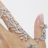 Shining Decorative Double Finger Rings Full Rhinestone Rose Flower Chain Link Rings Jewelry Gift