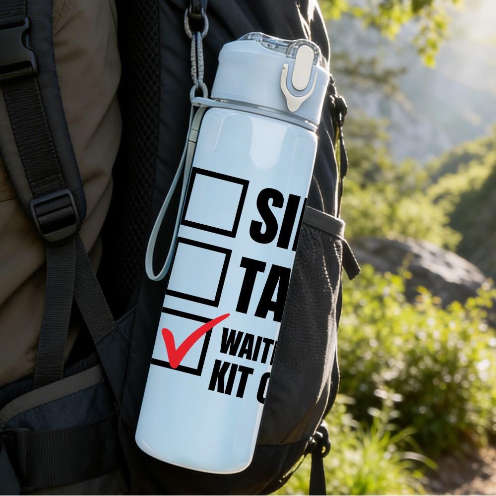 1PC Single Taken Waiting Text Print 750ml Color Plastic Sports Water Bottle Leakproof Flip Straw Lid Suitable for Sports Office Home Use