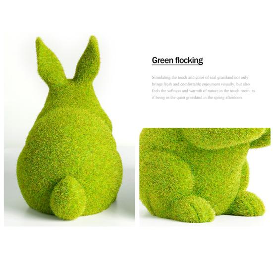 Статуэтка пасхального кролика, зеленая стайная скульптура кролика, маленькая реалистичная статуэтка кролика, центральный элемент стола для весеннего сада, внутреннего дворика, домашнего декора